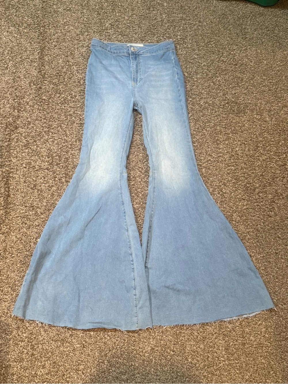 Vintage Free People Light Blue Wide-Leg Flare Bell Bottom Jeans